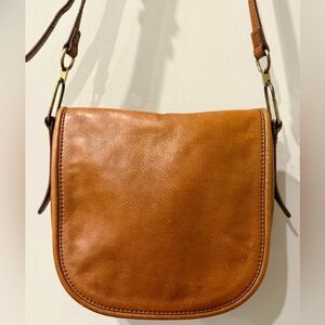 Fossil Tan Leather Crossbody Saddle Bag